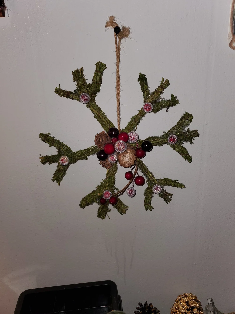 Handcrafted Moss-Covered Star Holiday Ornament Set Of All 3